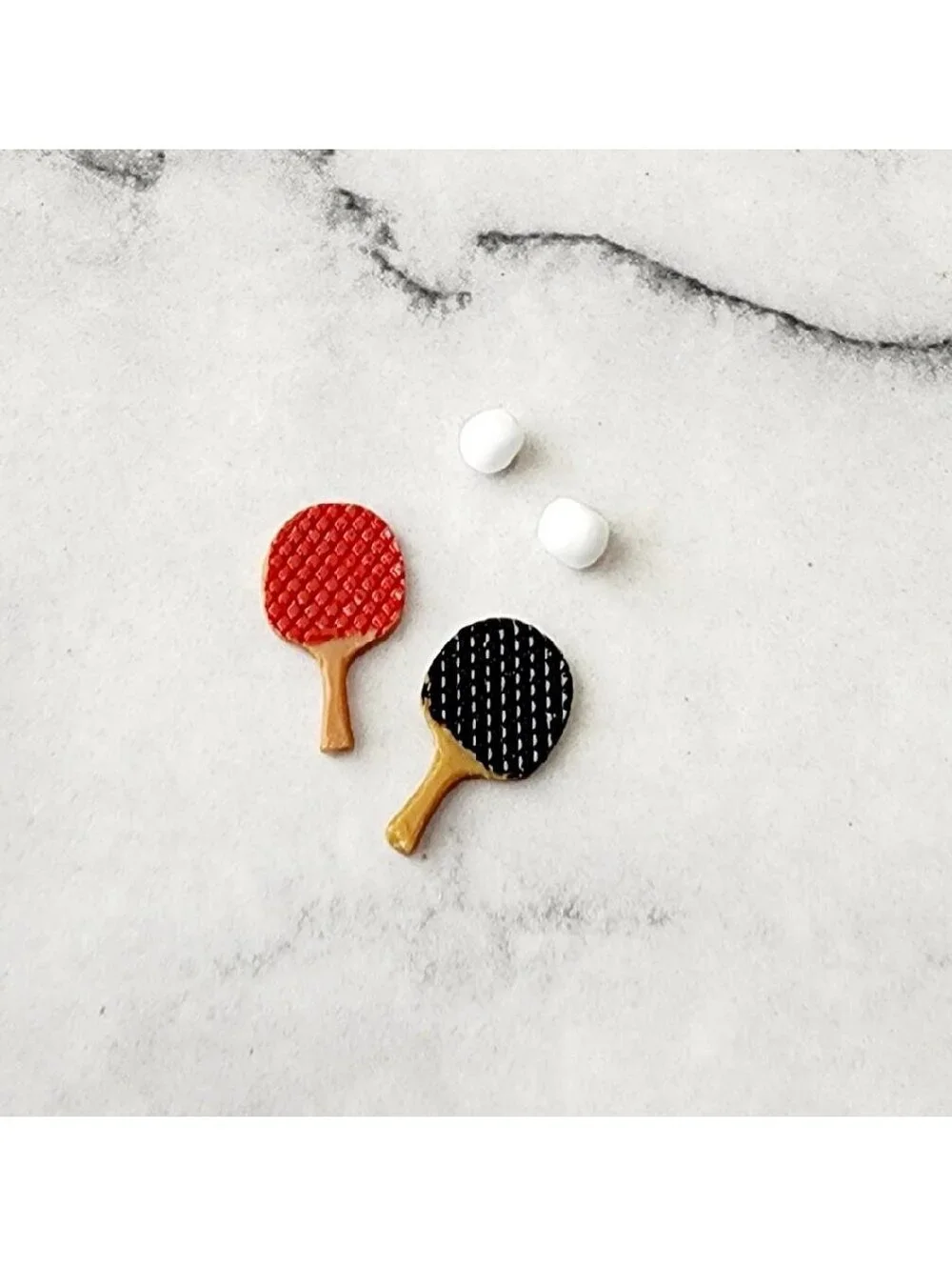 Dollhouse Miniature Ping Pong Paddle and Ball Set